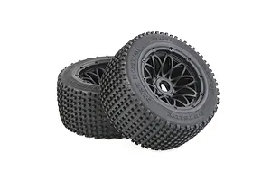 Rovan 4.7/5.5" Baja 5B Rear Dirt Buster Tyres on Black Mesh Rims 2Pcs - Beadlocked Wheels image 104267