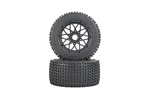 Rovan 4.7/5.5" Baja 5B Rear Dirt Buster Tyres on Black Mesh Rims 2Pcs - Beadlocked Wheels image 104268