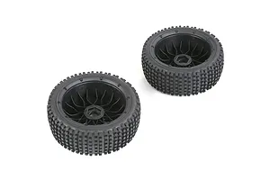 Rovan 4.7/5.5" Baja 5B Front Dirt Buster Tyres on Black Mesh Rims 2Pcs - Beadlocked Wheels image 104270