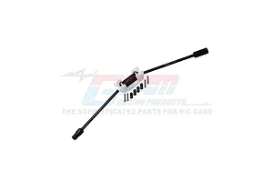 GPM Racing black carbon steel centre driveshaft set for RC cars, including shafts, pins, and spacers on a white background.