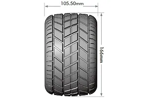 Louise 1/8 MT-Rocket (Sport) Tyres on (0", 1/2" Offset) Black Rims with Hex Adapters - Glued Wheels 2Pcs image 106605