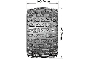 Louise 1/8 MT-Pioneer (Sport) Tyres on (0", 1/2" Offset) Black Rims with Hex Adapters - Glued Wheels 2Pcs image 106610