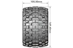 Louise 1/8 MT-Uphill (Sport) Tyres on (0", 1/2" Offset) Black Rims with Hex Adapters - Glued Wheels 2Pcs image 106615