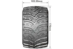 Louise 1/8 MT-Cyclone (Sport) Tyres on (0", 1/2" Offset) Black Rims with Hex Adapters - Glued Wheels 2Pcs image 106620
