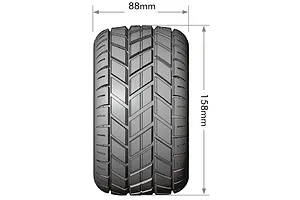 Louise 1/8 ST-Rocket (Sport) Tyres on (0", 1/2" Offset) Black Rims with Hex Adapters - Glued Wheels 2Pcs image 106625