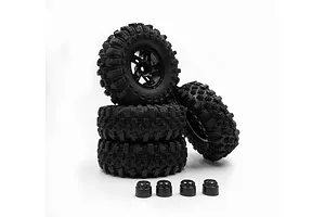 Hobby Plus 1.2" Mudder-XL Competition Compound Tyres on Black 5 Spoke Rims 4Pcs - Glued Wheels image 106730