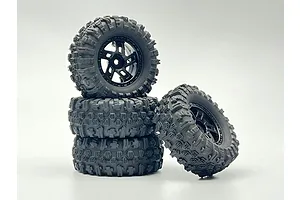 Hobby Plus 1.2&amp;quot; Mudder Competition Compound Tyres on Black 5 Spoke Rims 4Pcs - Glued Wheels  image 106745