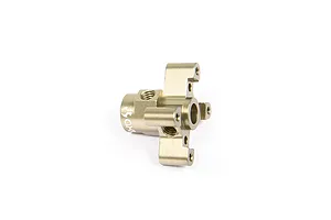 A gold-coloured metal Axial differential locker part shown from a side angle against a white background.