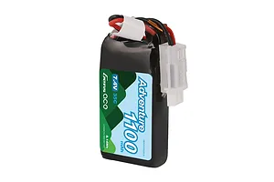 Gens Ace Adventure 7.4V 1100mAh 35C soft case LiPo battery with JST connector against a white background.