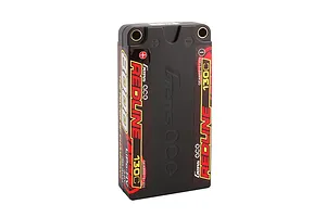 Gens Ace Redline 8000mAh 130C 1S LiPo battery in a black hard case with red and yellow branding.