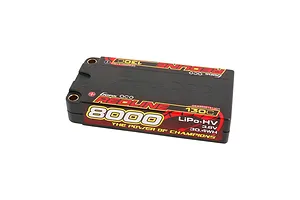 Gens Ace Redline 8000mAh 1S LiPo-HV hard case battery with 130C rating, featuring black casing and red and yellow branding.