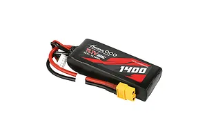 Gens Ace 11.1V 1400mAh 60C LiPo battery with XT60 connector and balance plug against a white background.