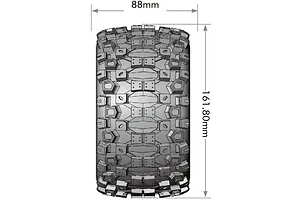 Louise 1/8 ST-Uphill (Soft) Tyres on (0", 1/2" Offset) Black Rims with Hex Adapters - Glued Wheels 2Pcs image 108112