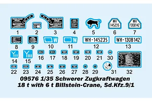 Trumpeter 1/35 Schwerer Zugkraftwagen 18t Half Track with 6t Billstein-Crane Sd.Kfz.9/1 Scaled Plastic Model Kit image 108584
