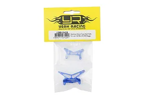 Yeah Racing aluminium front and rear shock towers for Losi 1/24 Micro-B 2WD buggy in dark blue, packaged in a sealed plastic bag with a yellow header card.