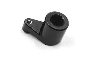 A black anodized aluminium servo horn with a 24T spline, shown from an angled perspective against a white background.