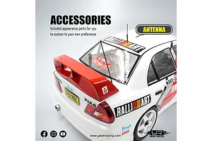 Yeah Racing 1/10 Mitsubishi Lancer EVO IV Unpainted Body Shell with Rims - Clear / Rally Catalunya 1997 #1 image 110233