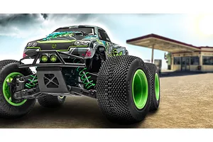 HPI Savage XS Flux Vaughn Gittin Jr Signature Edition RC Monster Truck Electric Brushless 4WD 1/12 Scale RTR - Silver/Green image 110534