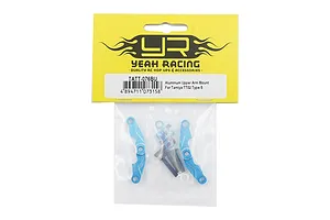 Yeah Racing blue aluminium upper suspension arm mounts for Tamiya TT02 Type-S in original retail packaging.