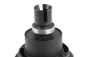 Close-up of a Rovan RC differential assembly showing the metal drive cup, ball bearing, and black housing against a white background.