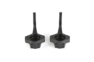 Two black plastic Rovan steering hubs for RC vehicles, shown side by side against a white background.