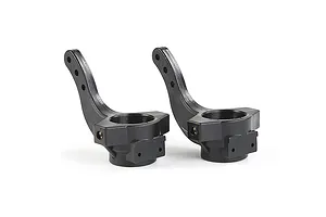 A pair of black plastic RC steering hubs for Rovan vehicles, shown against a plain white background.