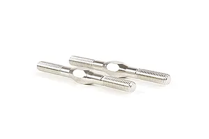 Two silver-coloured metal adjustable turnbuckle rods for RC vehicles, shown side-by-side on a white background.