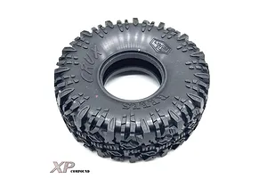 A single black 1.9 inch Reefs RC Crux crawler tyre with aggressive tread pattern, shown against a white background.