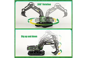 HuiNa 1558 Excavator RC Construction Vehicle Electric 1/18 Scale RTR - Green image 112210