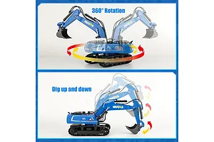 HuiNa 1558 Excavator RC Construction Vehicle Electric 1/18 Scale RTR - Blue image 112218
