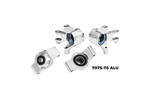 GPM Aluminium Front Steering Hubs and Rear Hubs with Oversized Bearings 4Pcs - Silver