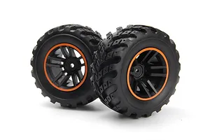 BlackZon Spryte Tyres on Black/Orange Rims - Glued Wheels 2Pcs