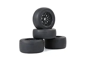 Rovan 4.7/5.5" Slick Gen2 Tyres on Black Rims - Beadlocked Wheel Set image 113524