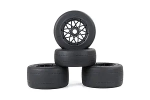 Rovan 4.7/5.5" Slick Gen2 Tyres on Black Rims - Beadlocked Wheel Set image 113525