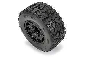 Pro-Line 2.8" Jaeger M2 (Medium Compound) Belted Tyres on Black Raid Rims - Glued Wheels 2Pcs image 114012