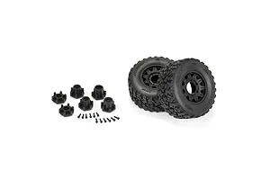 Pro-Line 2.8" Jaeger M2 (Medium Compound) Belted Tyres on Black Raid Rims - Glued Wheels 2Pcs image 114014