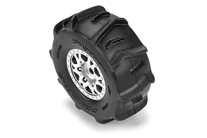 Pro-Line 1.2" Dumont MTD (Firm Compound) Paddle Tyres on Satin Silver Raid Rims - Glued Wheels 4Pcs image 114018