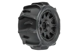 Pro-Line 1.9" Dumont MTD (Firm Compound) Paddle Tyres on Black Raid Rims - Glued Wheels 4Pcs image 114022