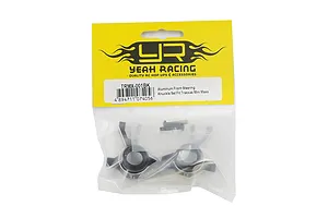 Yeah Racing aluminium front steering knuckles for Traxxas Mini Maxx in original yellow and white retail packaging.