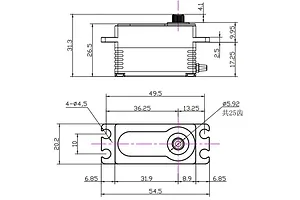 Reefs RC Raw 800LP 58kg 8.4V Waterproof Brushless Metal Geared Servo - Silver image 115324