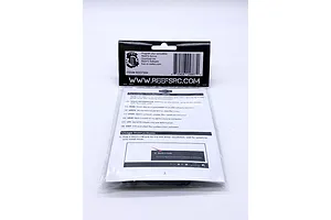 The back of a Reefs RC USB Link package showing instructional text and a barcode against a white background.