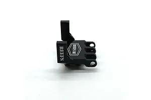 A black anodized aluminium Reefs RC servo mount viewed from the side, featuring the Reefs RC logo and branding on a white background.
