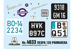 Italeri 1/9 Vespa 125 Primaverai Scooter Scaled Plastic Model Kit image 116135