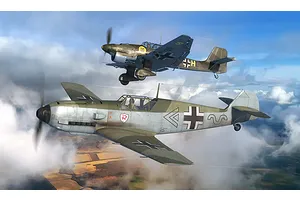 Revell Messerschmitt 1/144 Bf109E and Junkers Ju87B Stuka Fighter Planes Scaled Plastic Model Kit image 116222