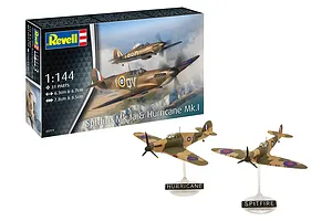 Revell 1/144 Supermarine Spitfire Mk.la and Hawker Hurricane Mk.I Fighter Planes Scaled Plastic Model Kit image 116223