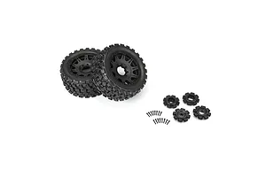 Pro-Line 5.7" Badlands MX57 Tyres on Black Raid Rims - Glued Wheels 2Pcs image 116614
