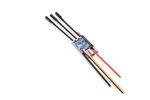 Hobbywing Seaking G2 brushless ESC with water cooling tubes and multi-colored wires on a white background.