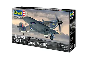 Revell 1/32 scale Hawker Sea Hurricane Mk.IIC plastic model kit packaging showing a painted model of the fighter aircraft in flight.
