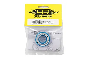 Yeah Racing blue aluminium modified motor mount for TA01/TA02 RC cars in original yellow and clear plastic packaging.