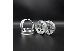 Reefs RC 1.9" Granite Beadlock Rims with Hubs and Rings 2Pcs - Silver and Black image 123583